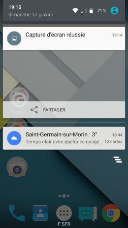 Ecran des notifications