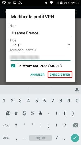 Enregistrer profil vpn