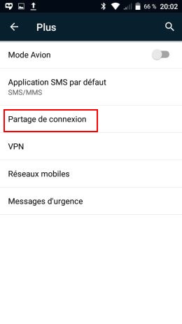 Partage de connexion