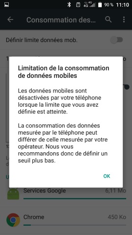 Limitation Consommation de données mobiles