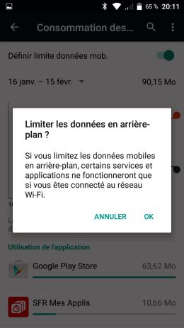 Limitation Consommation de données arrière plan 2